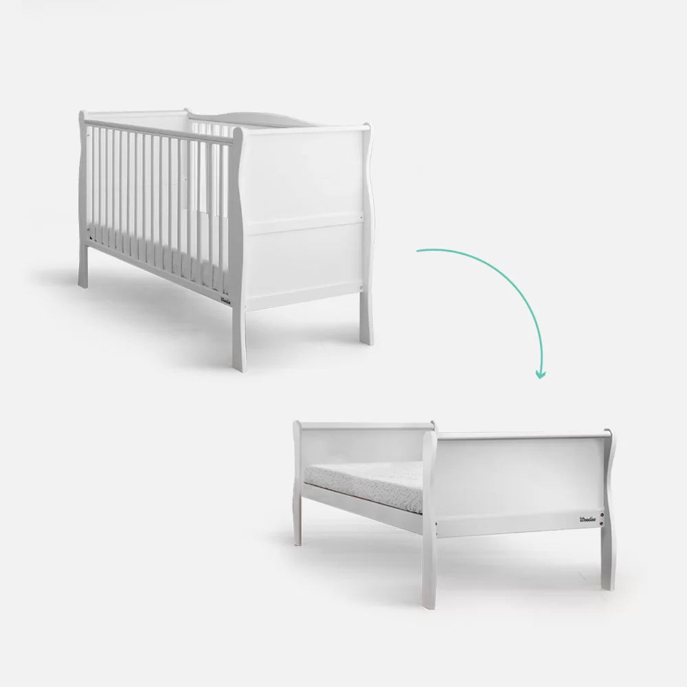 Woodies Noble 2 in 1 Cot Bed 70x140cm - White  - Hola BB