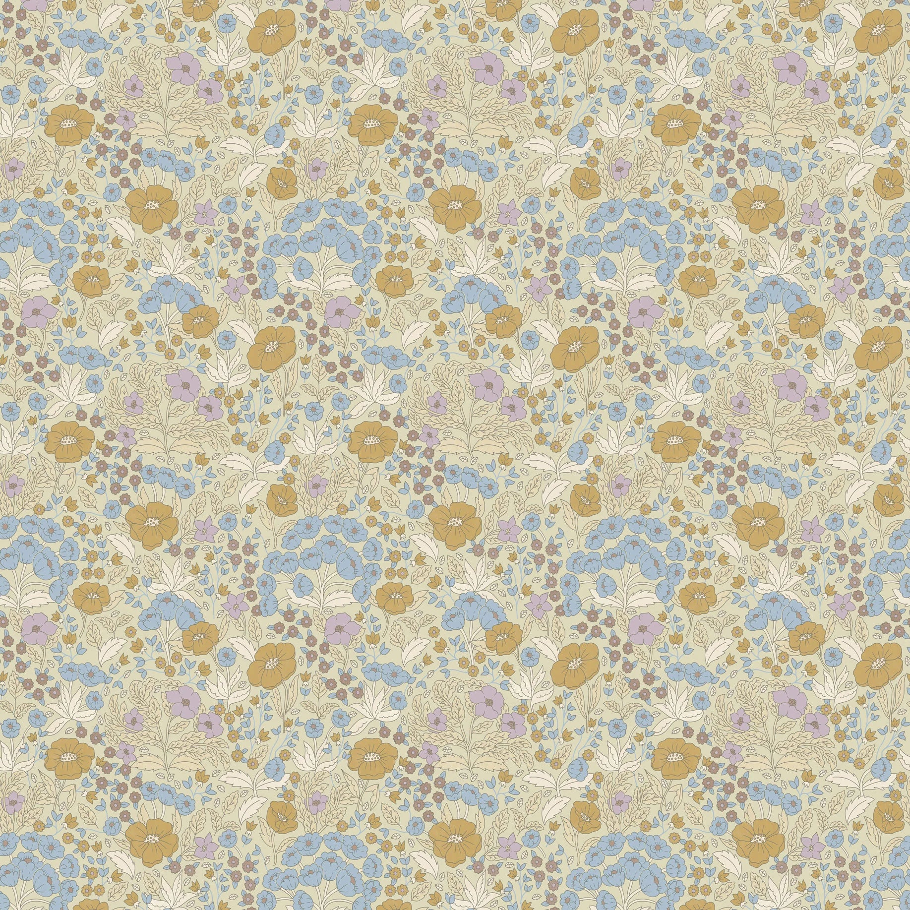 Summer Gray Doris Wallpaper Doris Lilac and Mustard - Hola BB