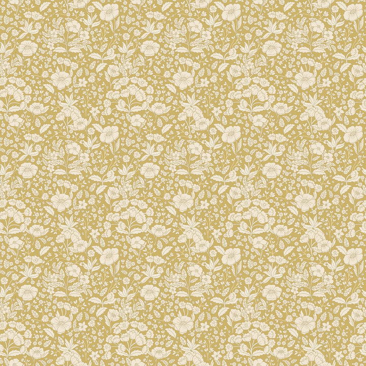 Summer Gray Doris Wallpaper Doris Mustard - Hola BB
