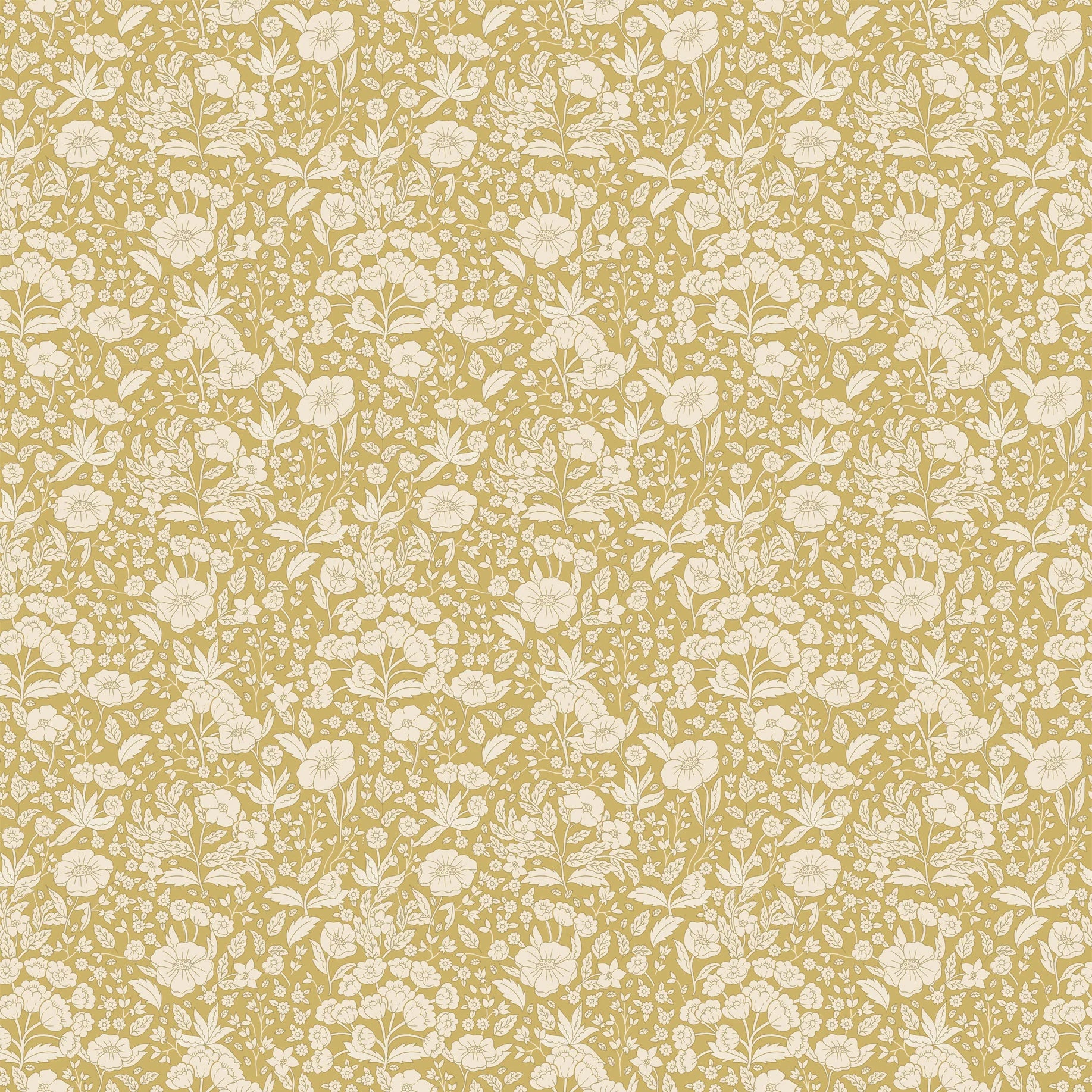 Summer Gray Doris Wallpaper Doris Mustard - Hola BB